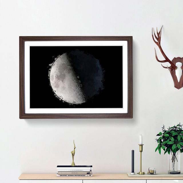 First Quarter of the Moon in Abstract - Picture Frame Graphic Art Print on MDF East Urban Home Size: 62cm H x 87cm W x 2cm D, Frame Option: Walnut Fra on Productcaster.