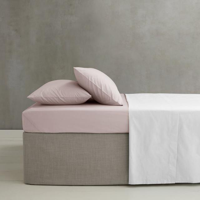 Easy Iron Percale Combed Fitted Sheet Catherine Lansfield Colour: Pink, Size: Kingsize (5') on Productcaster.