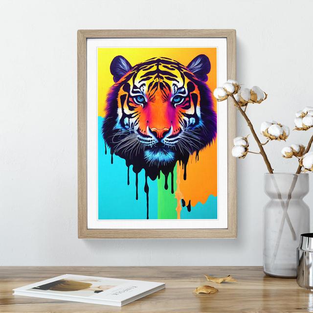 Painted Tiger No.5 Abstract - Picture Frame Painting Latitude Vive Size: 34cm H x 25cm W x 2cm D, Frame Colour: Oak Framed on Productcaster.