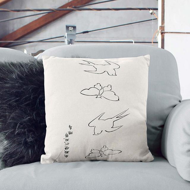 Birds & Butterflies Cushion with Filling East Urban Home Size: 40 x 40 cm, Backing Colour: Black on Productcaster.