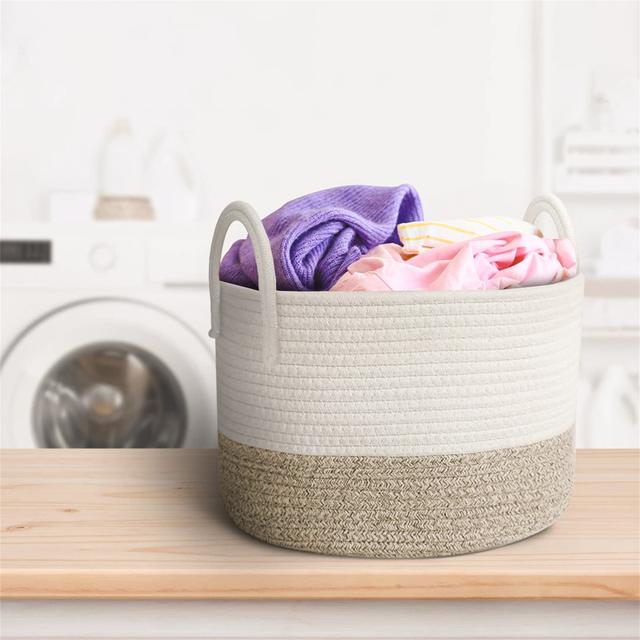 Rope Storage Baskets For Laundry, Baby Clothes, Toys Highland Dunes Colour: Natural/White on Productcaster.