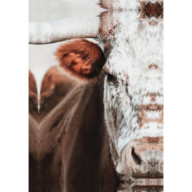 Red and White Bull - Wrapped Canvas Photograph Print August Grove Size: 46cm H x 30cm W x 3.8cm D on Productcaster.