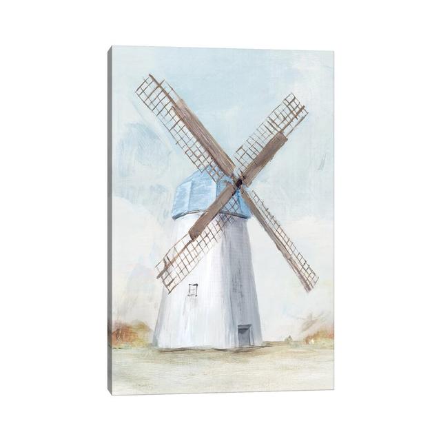 Blue Windmill I by Isabelle Z - Graphic Art Print on Canvas Ebern Designs Format: Wrapped Canvas, Size: 101.6cm H x 66.04cm W x 3.81cm D on Productcaster.