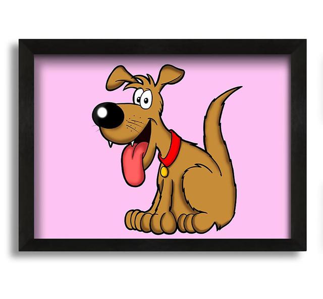 Happy Dog Cartoon with Tongue Out Pink - Picture Frame Painting on Canvas Disney Classics on Productcaster.