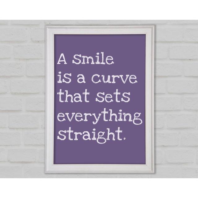 Motivational Quote Smile Is A Curve Lilac Framed Print Bright Star Size: 118.9cm H x 84.1cm W x 1.5cm D on Productcaster.