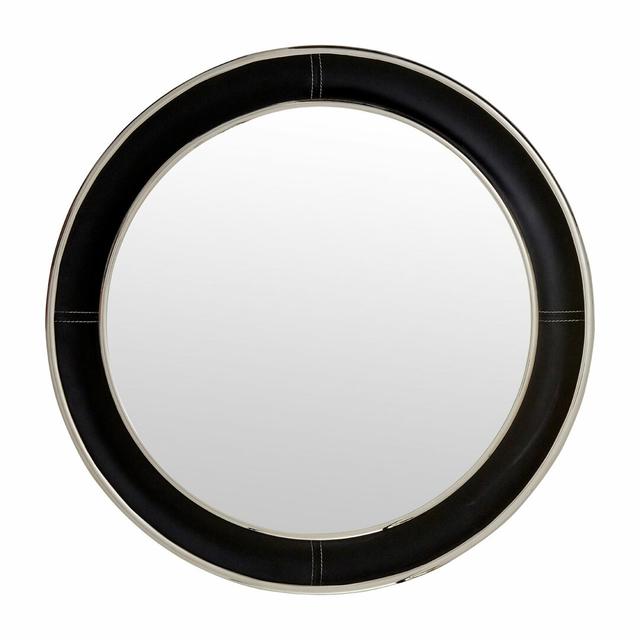 Check Wall Accent Mirror Latitude Run Size: 45cm H x 45cm W x 4cm D, Finish: Black on Productcaster.