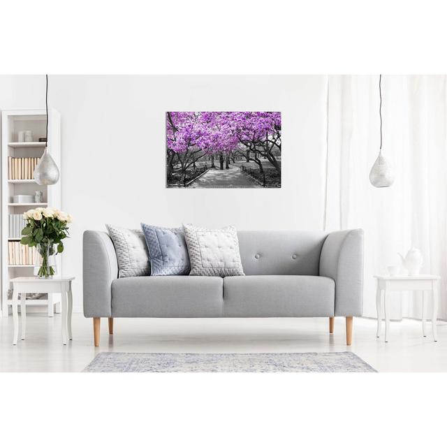 Black & White Wall Art Blossoms Canvas Wall Art Picture Print Home Decor Panther Print Colour: Purple, Size: 51cm H x 76cm W on Productcaster.