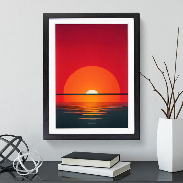 Awesome Abstract Ocean Sunset House of Hampton Size: 64cm H x 46cm W x 2cm D, Frame Colour: Black Framed on Productcaster.