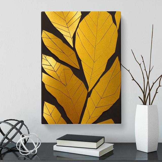 CAN-V0523-1095X Golden Leaf Vol.1 - Wrapped Canvas Print Marlow Home Co. Size: 60cm H x 40cm W x 3cm D, Frame Option: Wrapped Canvas on Productcaster.