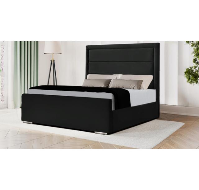 Cheznie Bed Ivy Bronx Size: Super King - 180 x 200 cm, Colour: Black on Productcaster.