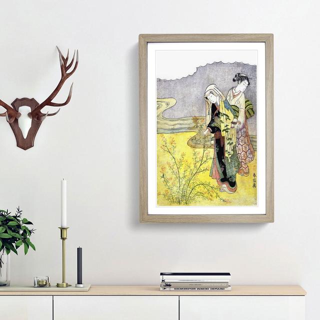 The Bush Clover by Harunobu Suzuki - Picture Frame Painting Print on MDF East Urban Home Size: 65cm H x 48cm W x 2cm D, Frame Option: Oak Framed on Productcaster.