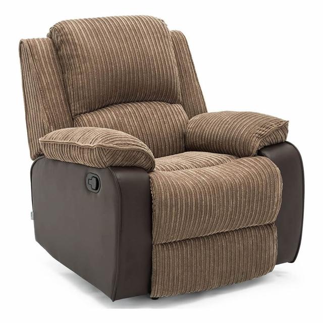 Grai Faux Leather Brown & Grey Jumbo Cord Manual Recliner Armchair Ebern Designs Upholstery Colour: Brown on Productcaster.