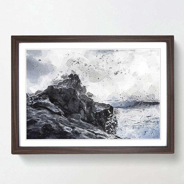 Waves Crashing in Lanzarote Spain in Abstract - Picture Frame Graphic Art Print East Urban Home Frame Option: Walnut, Size: 40cm H x 60cm W x 2cm D on Productcaster.