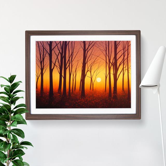 Striking Forest Sunset Vol.3 - Picture Frame Painting Alpen Home Size: 34cm H x 46cm W x 2cm D, Frame Colour: Walnut on Productcaster.