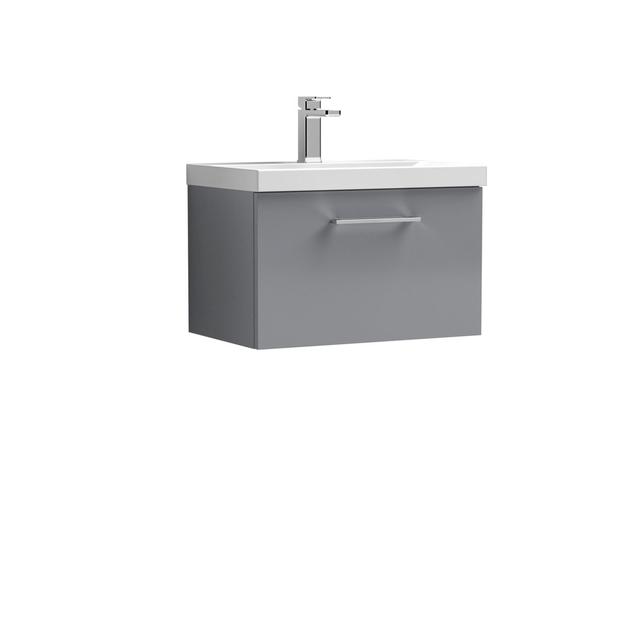 Arno 610mm Single Bathroom Vanity with Integrated Vitreous China Basin Nuie Vanity Unit Colour: Satin Gray on Productcaster.