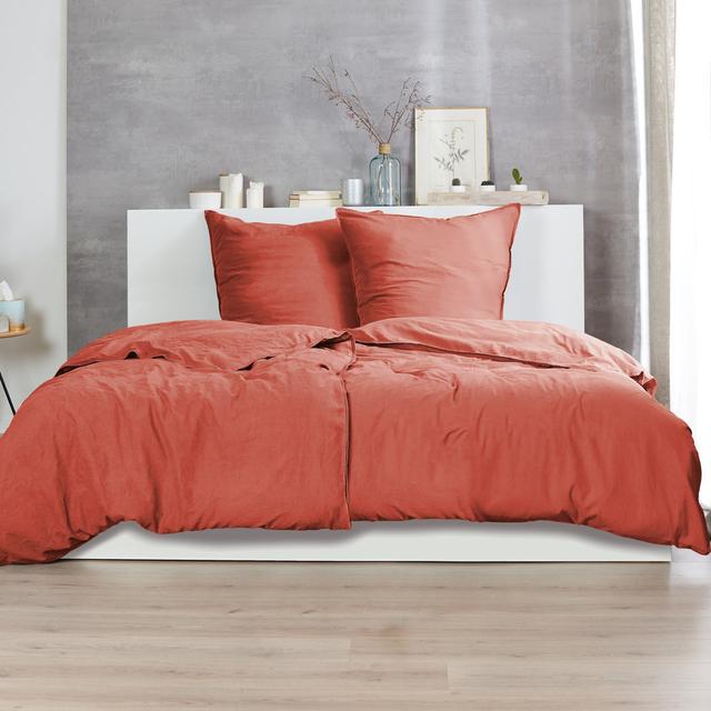 Duvet Cover Set Wayfair Basics Colour: Siena, Size: 200 x 200cm - 2 Pillowcase (80 x 80) on Productcaster.