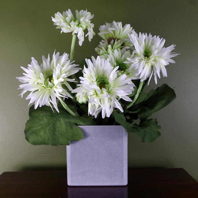 33cm Faux Flowering Plant in Pot Leaf Flower Colour: White on Productcaster.