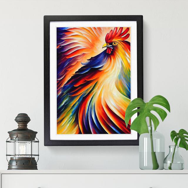 Turah Rooster Painted - Picture Frame Graphic Art Brambly Cottage Size: 46cm H x 34cm W x 2cm D, Frame Colour: Oak on Productcaster.