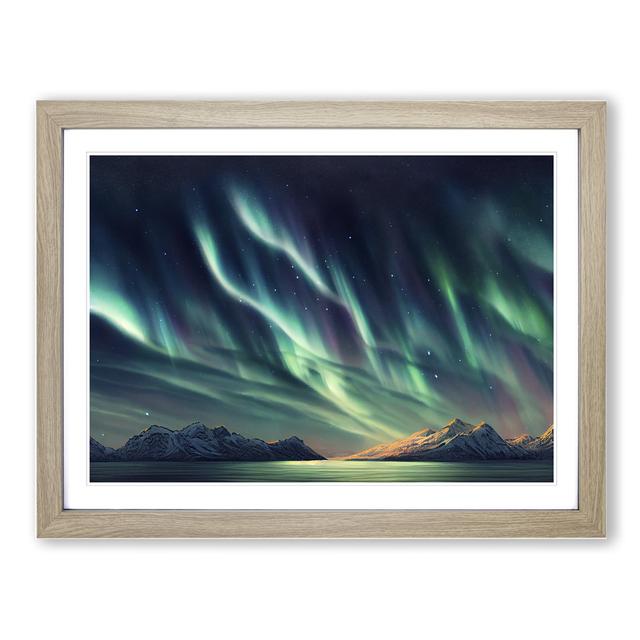 Overwhelming Northern Lights - Single Picture Frame Print Alpen Home Size: 46cm H x 64cm W x 2cm D, Frame Colour: Oak on Productcaster.