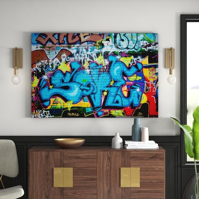 Colours of Graffiti - Wrapped Canvas Graphic Art Print East Urban Home Size: 180cm L x 120cm W on Productcaster.