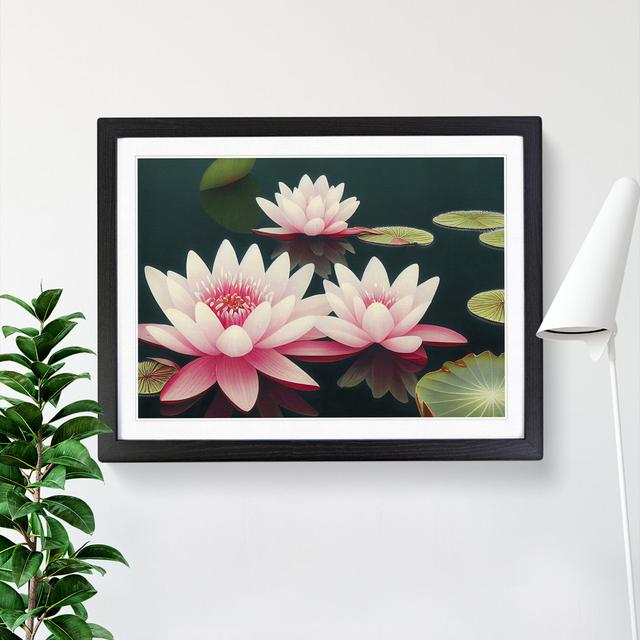 Electrifying Water Lily Flowers - Picture Frame Graphic Art World Menagerie Size: 34cm H x 46cm W x 2cm D, Frame Colour: Black on Productcaster.