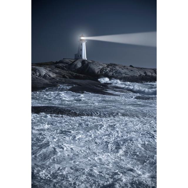 Lighthouse Over Stormy Ocean by Pgiam - No Frame Art Prints on Canvas 17 Stories Size: 30cm H x 20cm W on Productcaster.