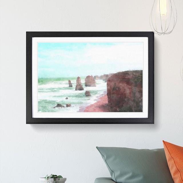 The Twelve Apostles Cliffs In Australia - Picture Frame Painting East Urban Home Size: 24cm H x 33cm W x 2cm D, Format: Black on Productcaster.