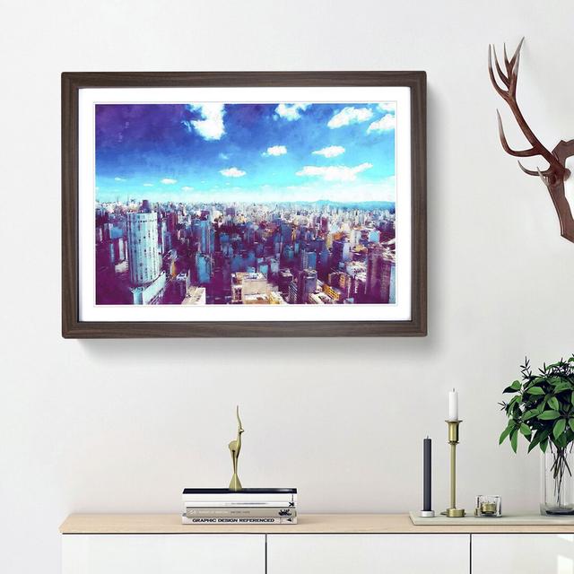 Sao Paulo Brazil Skyline - Picture Frame Painting Print East Urban Home Size: 62cm H x 87cm W x 2cm D, Frame Option: Walnut Framed on Productcaster.