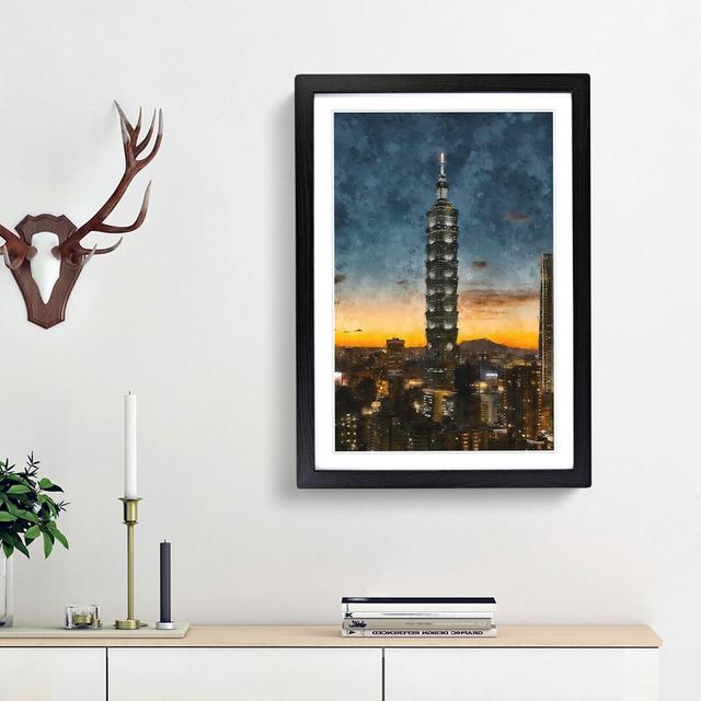 Taipei City in Taiwan Abstract - Picture Frame Graphic Art Print East Urban Home Frame Option: Black Framed, Size: 33cm H x 24cm W x 2cm D on Productcaster.