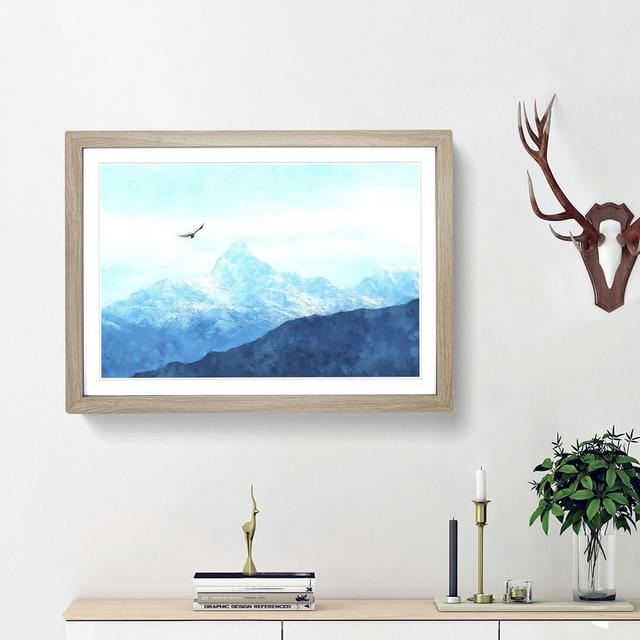 Eagle Flying by Mountain In Nepal - Picture Frame Graphic Art Print East Urban Home Size: 45cm H x 63cm W x 2cm D, Frame Option: Oak Framed on Productcaster.