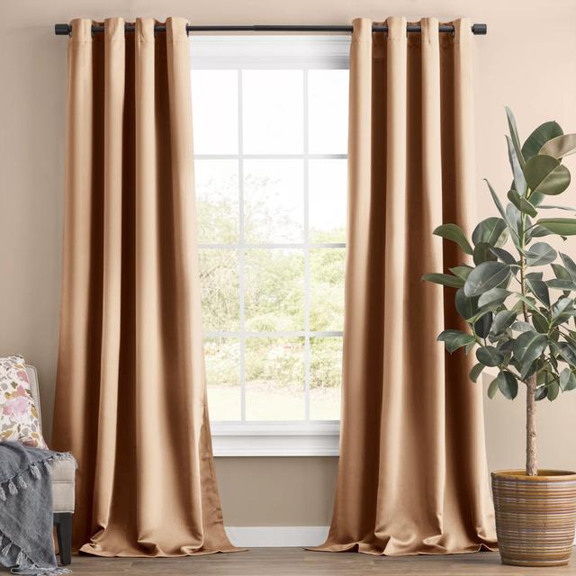 Room Darkening Blackout Eyelet Thermal Curtain Symple Stuff Panel Size: 167 W x 183 D cm, Colour: Beige on Productcaster.