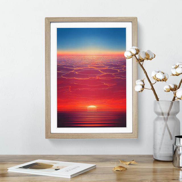 Dazzling Sunset Latitude Run Size: 34cm H x 25cm W x 2cm D, Frame Colour: Oak on Productcaster.