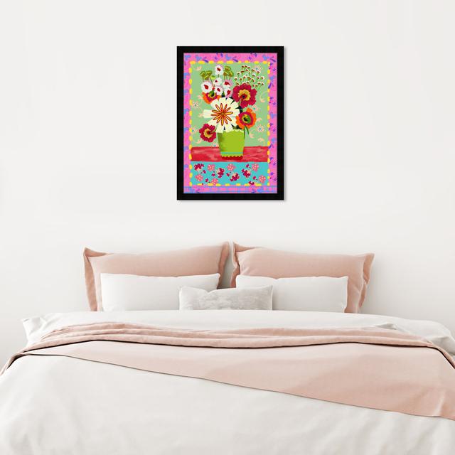 Floral And Botanical Colorful Bright Flower Bouquet, Modern Pink Framed Wall Art Print For Living Room Oliver Gal Size: 60.96cm H x 40.64cm W x 3.81cm on Productcaster.