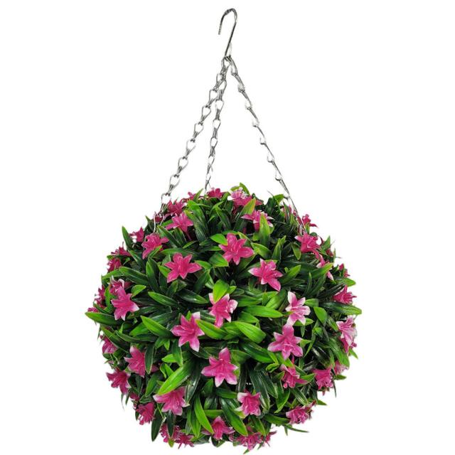 Artificial Flowering Plant The Seasonal Aisle Flower Colour: Pink, Size: 28cm H x 28cm W x 28cm D on Productcaster.