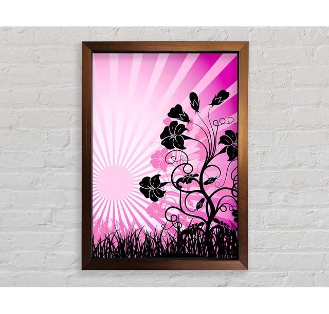 Black Flowers Pink Sunrays - Single Picture Frame Art Prints Bright Star Size: 141.4cm H x 100cm W on Productcaster.