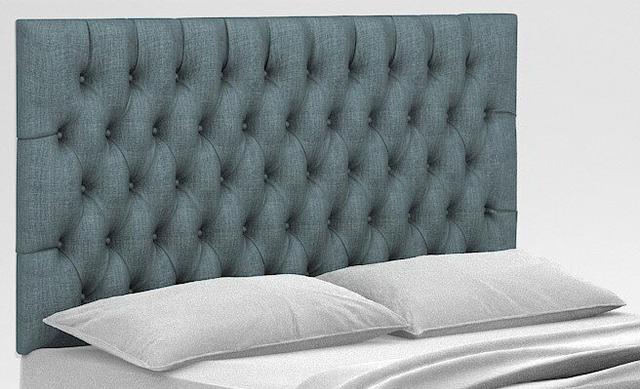 Karen Upholstered Headboard Etta Avenue Colour: Linen DuckEgg, Size: Double (4'6) on Productcaster.