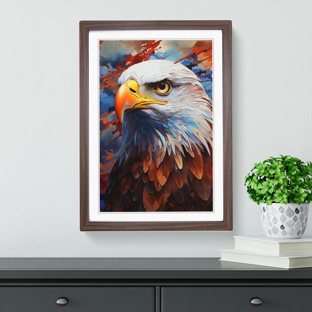 Eagle Hard Edge Painting - Single Picture Frame Print on Wood Alpen Home Size: 34cm H x 25cm W, Format: Walnut Framed on Productcaster.