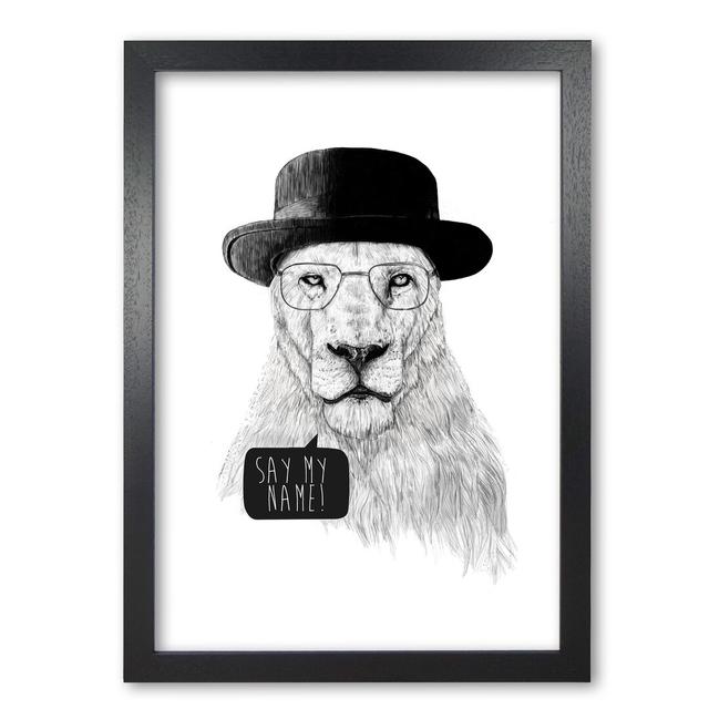 Say My Name Lion by Mercedes Lopes Charro - Graphic Art Print on Paper Maturi Frame Options: Black Grain, Size: 84 cm H x 59.4 cm W x 5 cm D on Productcaster.