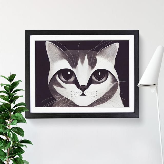 Cat Illustration Vol.1 Abstract - Single Picture Frame Print Marlow Home Co. Frame Colour: Black Framed, Size: 46cm H x 64cm W x 2cm D on Productcaster.