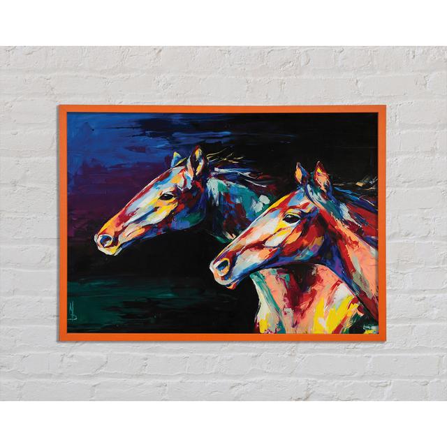 Two Running Horses - Single Picture Frame Art Prints Ophelia & Co. Size: 29.7cm H x 42cm W on Productcaster.