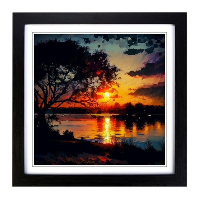 Sunset Post-Impressionism - Single Picture Frame Print on Wood Marlow Home Co. Format: Black on Productcaster.