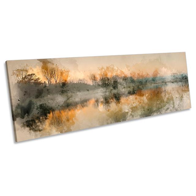 Abstract Brown Landscape - Wrapped Canvas Panoramic Print Marlow Home Co. Size: 30.48cm H x 91.44cm W on Productcaster.