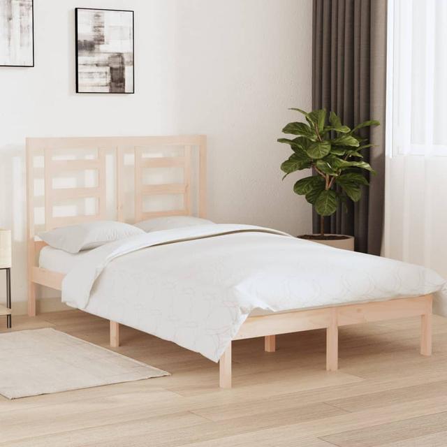 Bed Frame Solid Wood 17 Stories Colour: Brown, Size: 120 x 200 cm on Productcaster.