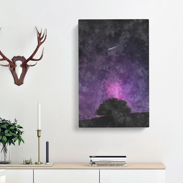 Shooting Star Above The Tree - Wrapped Canvas Painting East Urban Home Size: 76cm H x 50cm W x 3cm D on Productcaster.