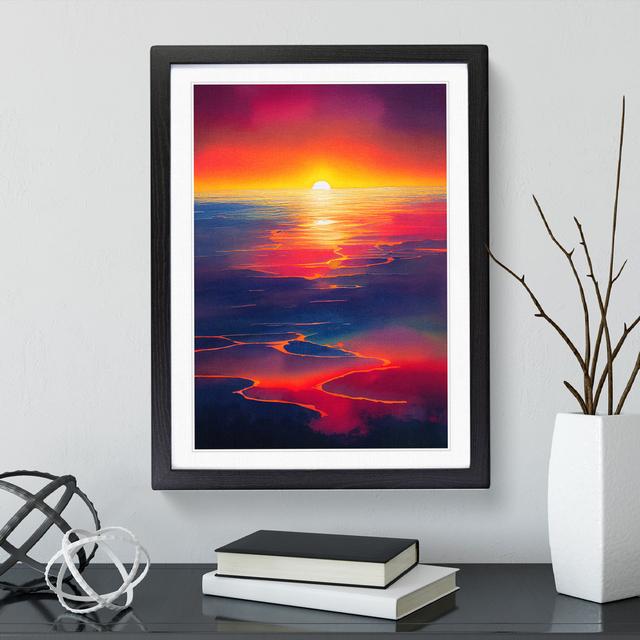 Revered Sunset House of Hampton Size: 46cm H x 34cm W x 2cm D, Frame Colour: Black Framed on Productcaster.