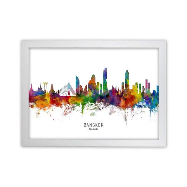 Bangkok Thailand Skyline by Michael Tompsett - Print Ebern Designs Size: 25cm H x 34cm W x 3cm D, Format: White Framed on Productcaster.