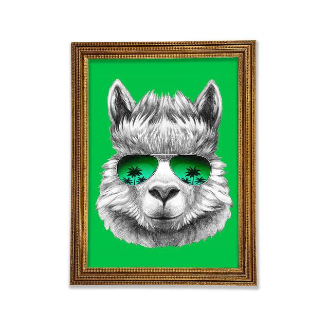 Llama Cool Framed Print Happy Larry Size: 59.7cm H x 42cm W x 3cm D on Productcaster.