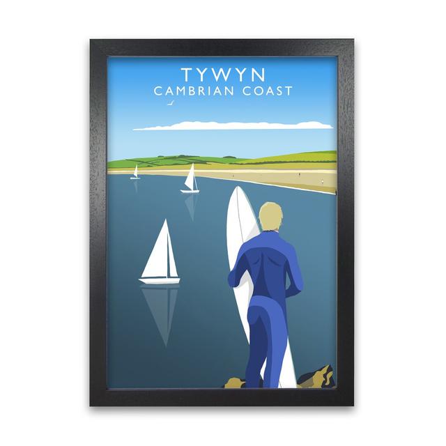 Tywyn Cambrian Coast Surfer by Richard O'Neill - Picture Frame Graphic Art Print on Paper 17 Stories Size: 59.4 cm H x 42 cm W x 3 cm D , Frame Option on Productcaster.