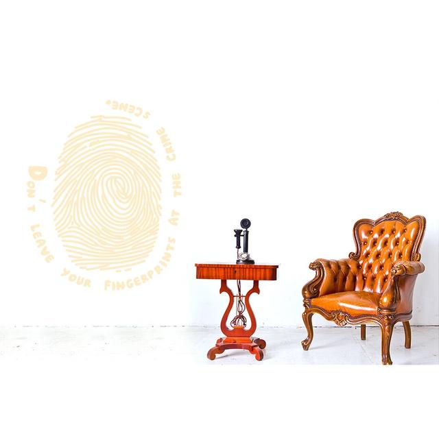 Don't Leave Your Fingerprints at the Crime Scene Wall Sticker Maturi Size: Medium, Colour: Beige on Productcaster.