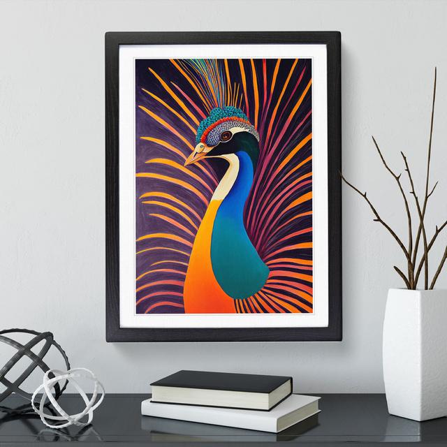 Bold Peacock No.7 - Picture Frame Painting Bay Isle Home Size: 34cm H x 25cm W x 2cm D, Frame Colour: Black on Productcaster.